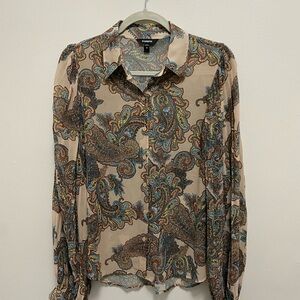 EXPRESS Balloon Sleeve Paisley Blouse Small